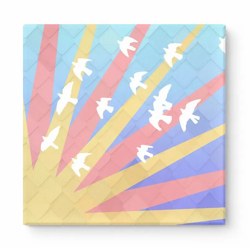 Birds in Flight with Radiating Rays