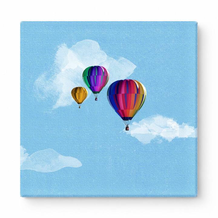 Three Hot Air Balloons in Blue Sky