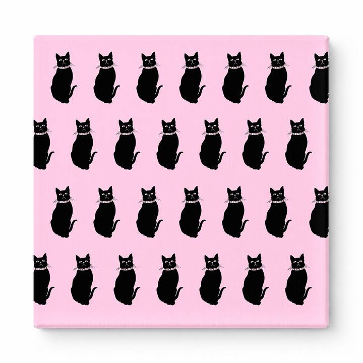 Black Cats on Pink Pattern