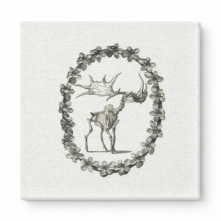 Moose Skeleton in Floral Wreath