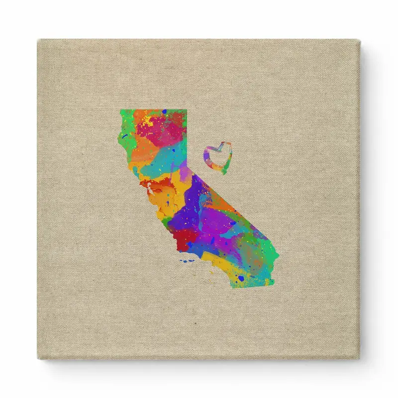 California Colorful Watercolor Map