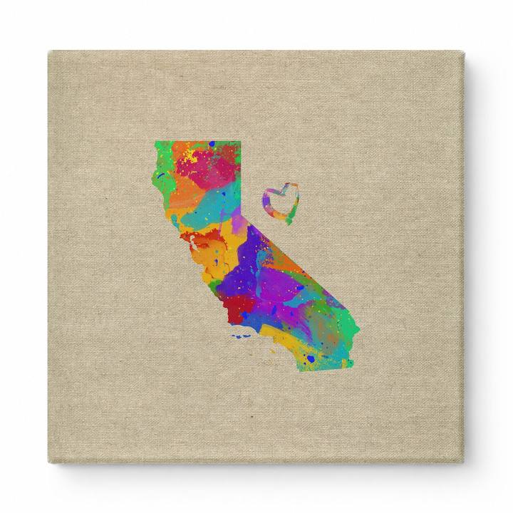 California Colorful Watercolor Map