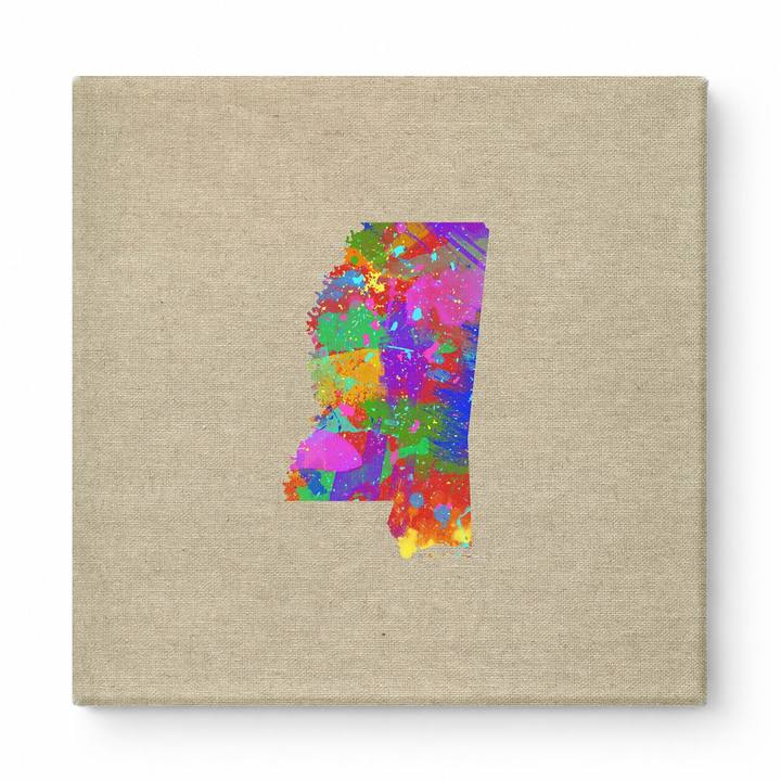 Mississippi State Map Watercolor Splatter