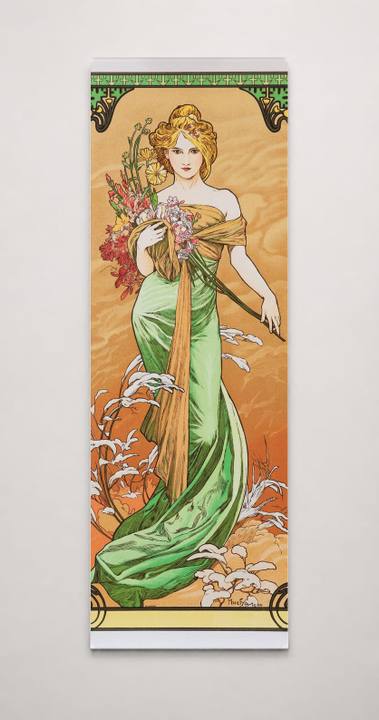 Spring Art Nouveau Woman with Flowers - Vintage Lithograph Poster Wall Art