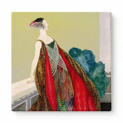 Elegant Woman in Ornate Cape