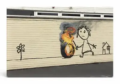 Burning Tire Wide — Street Art Print