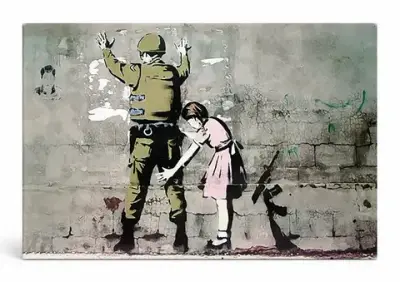 Girl Frisking Soldier — Street Art Print