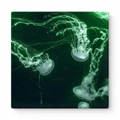 Glowing Jellyfish in Deep Green