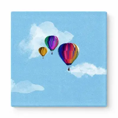 Three Hot Air Balloons in Blue Sky