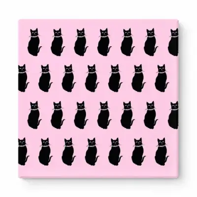 Black Cats on Pink Pattern