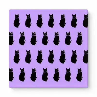 Black Cats on Purple Pattern