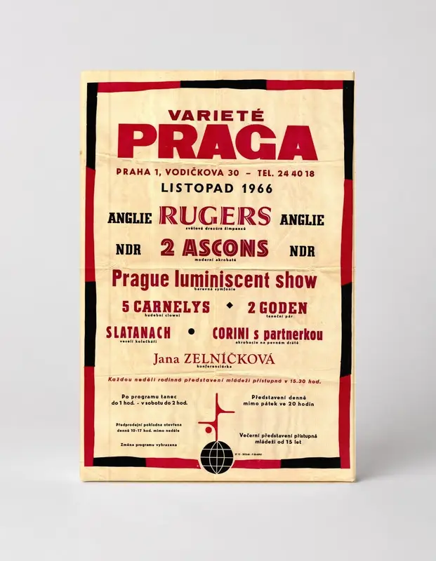 Varieté Praga 1966 Prague Variety Theatre - Vintage Czech Poster Wall Art