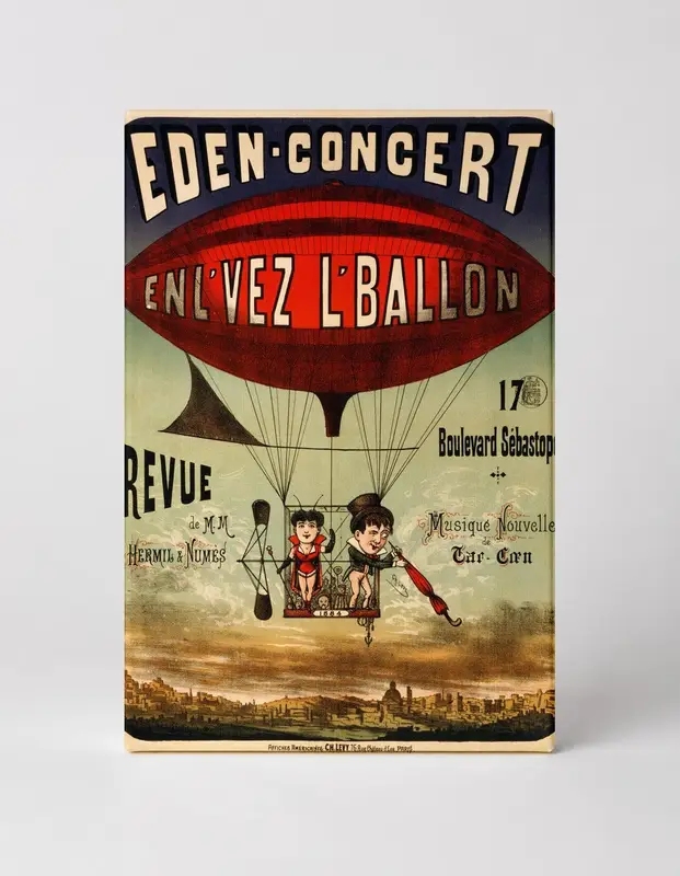 Eden Concert Enlvez L'Ballon 1890s - Belle Époque Vintage Poster Wall Art