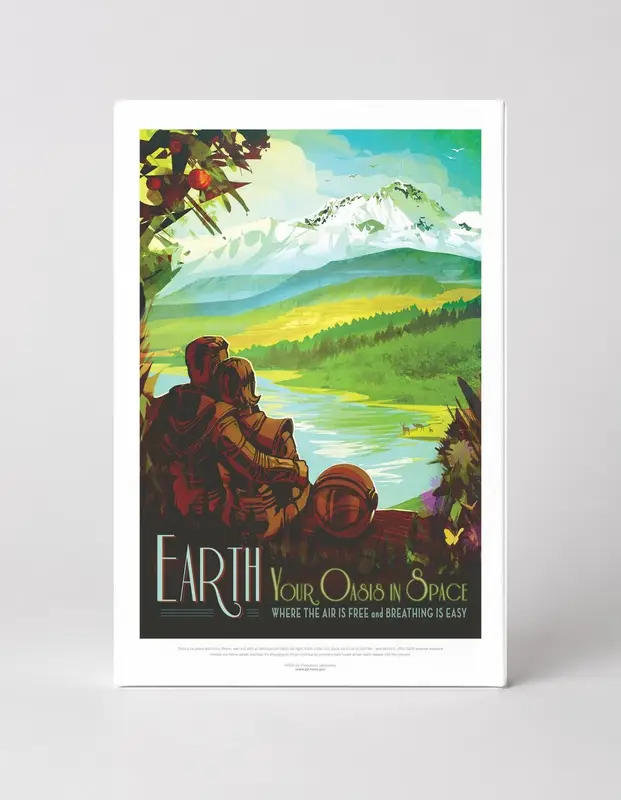 Earth Your Oasis in Space NASA Retro Travel Vintage Poster Wall Art