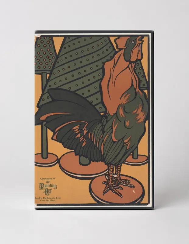 Rooster Lithograph by The Printing Art 1900s - Vintage Poster Canvas Wall Art