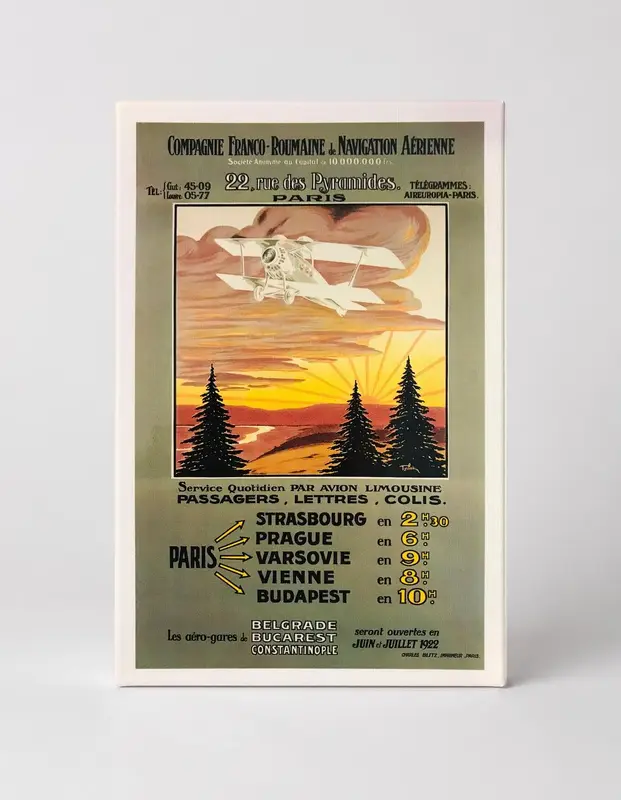 Compagnie Franco-Roumaine 1922 Vintage Aviation Travel Poster Canvas Wall Art