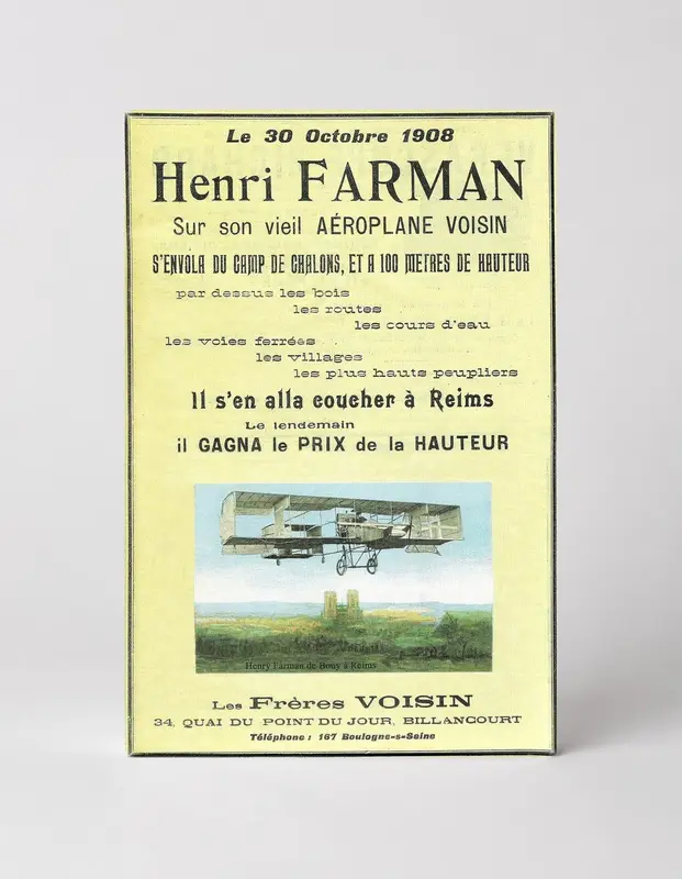 Henri Farman Voisin Aeroplane 1908 - Vintage Aviation Poster Wall Art
