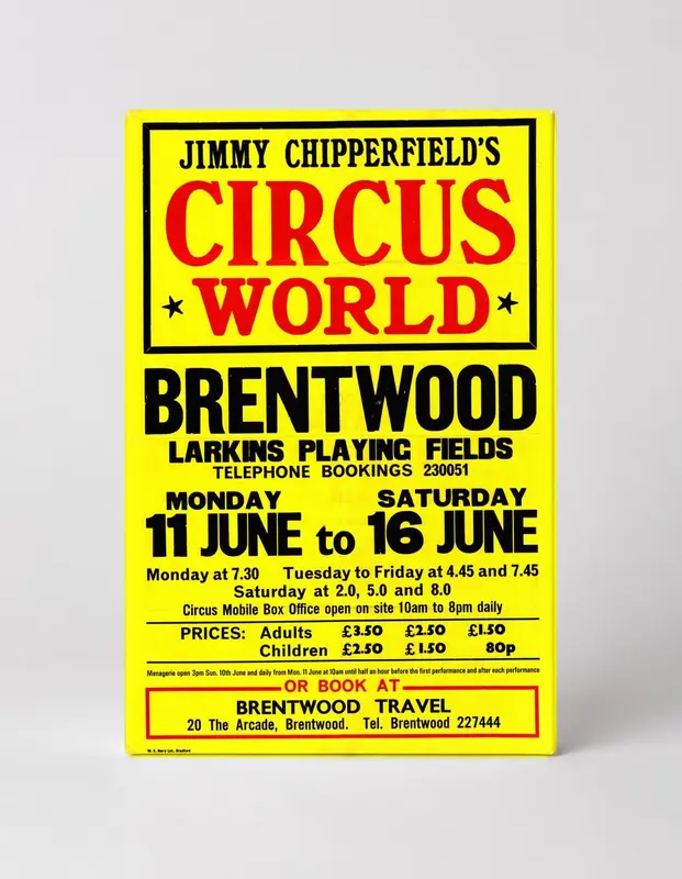 Jimmy Chipperfield's Circus World Brentwood 1970s - Vintage Circus Poster Wall Art
