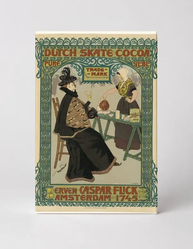 Dutch Skate Cocoa 1895 - Art Nouveau Vintage Advertising Poster Wall Art
