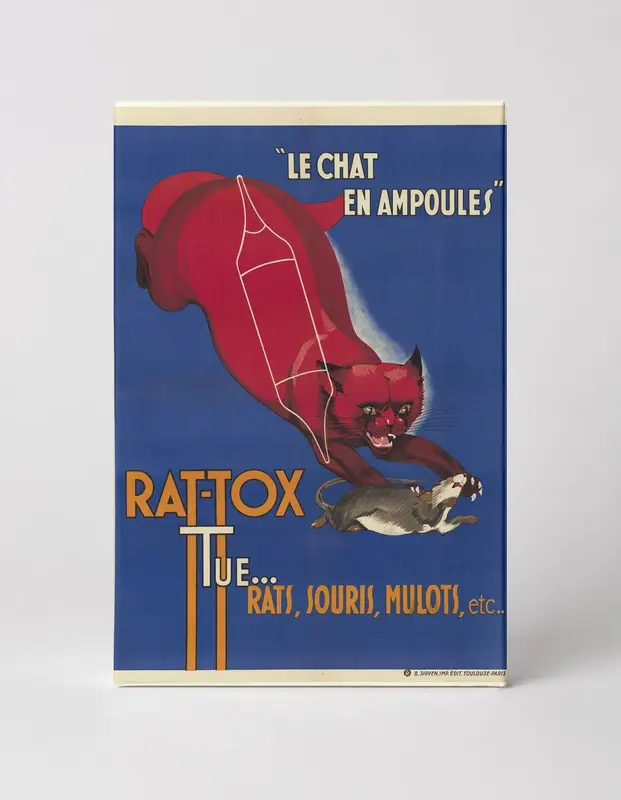 Rat-Tox Le Chat en Ampoules 1930s - Vintage French Advertising Poster Wall Art