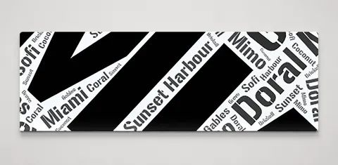 Miami Neighborhoods Word Art — Black (Panoramic)