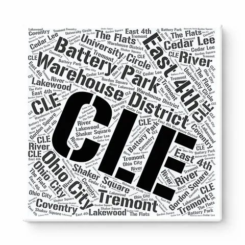 Cleveland Neighborhoods Word Art — Black