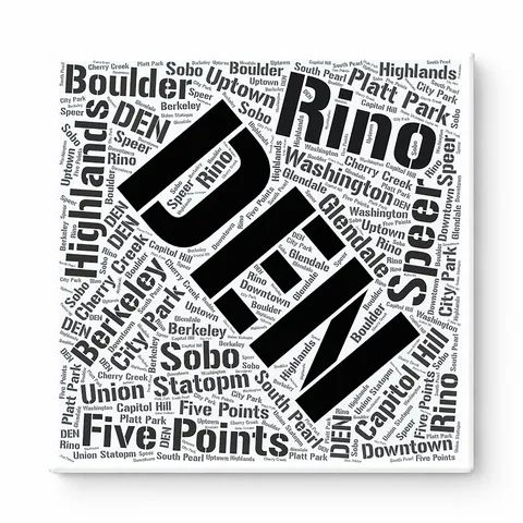 Denver Neighborhoods Word Art — Black