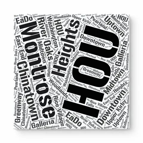 Houston Neighborhoods Word Art — Black