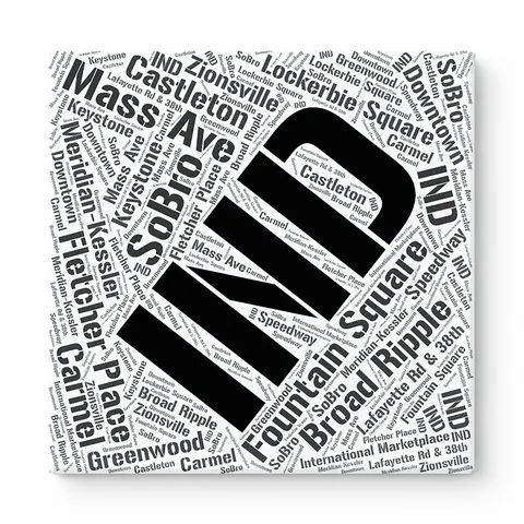 Indianapolis Neighborhoods Word Art — Black