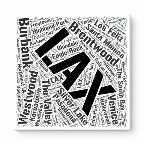 Los Angeles Neighborhoods Word Art — Black