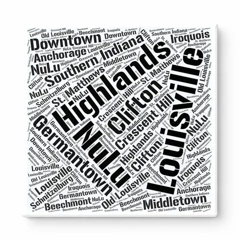 Louisville Neighborhoods Word Art — Black