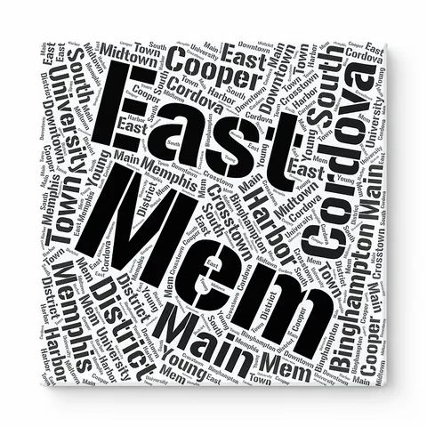 Memphis Neighborhoods Word Art — Black