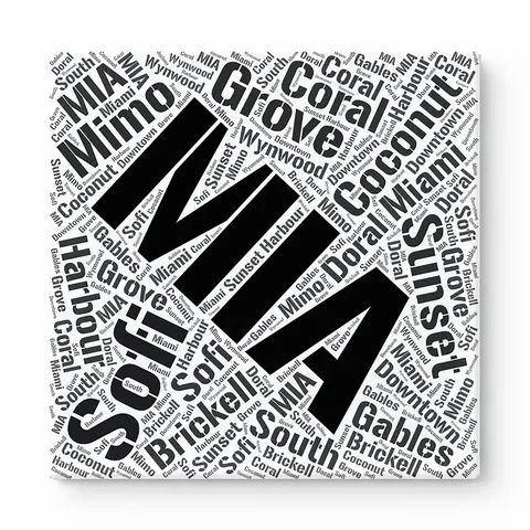 Miami Neighborhoods Word Art — Black