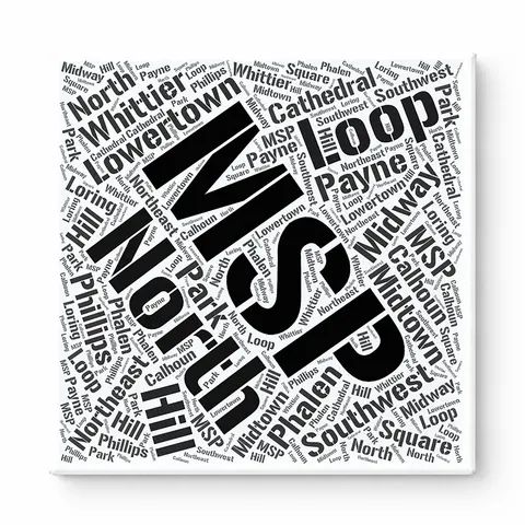 Minneapolis Neighborhoods Word Art — Black