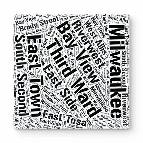Milwaukee Neighborhoods Word Art — Black