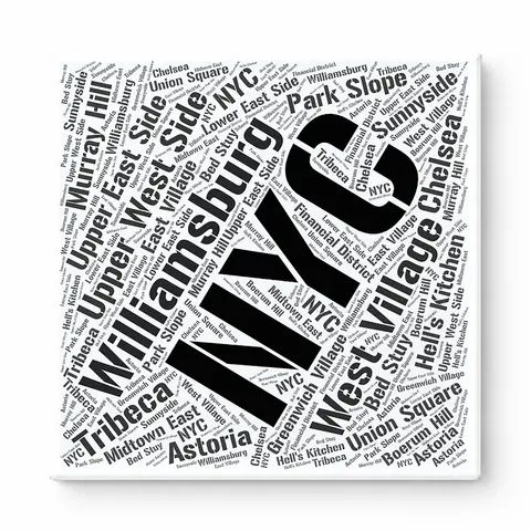 New York Neighborhoods Word Art — Black