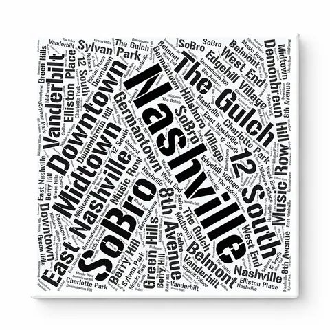 Nashville Neighborhoods Word Art — Black