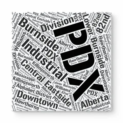 Portland Neighborhoods Word Art — Black