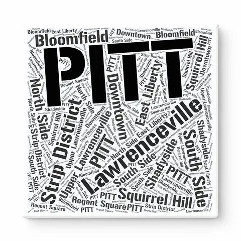 Pittsburgh Neighborhoods Word Art — Black