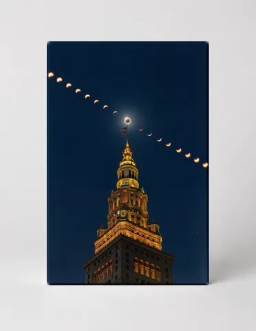 Cleveland Skyline Eclipse Night