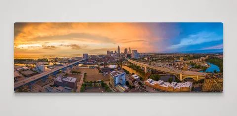 Cleveland Skyline Sunset Pano