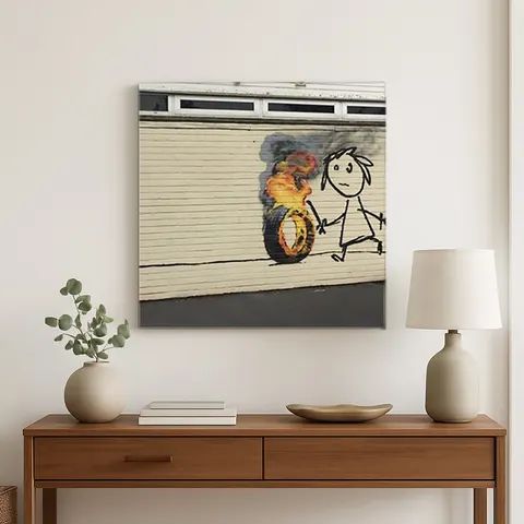 Burning Tire Wide — Street Art Print