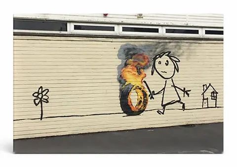 Burning Tire Wide — Street Art Print