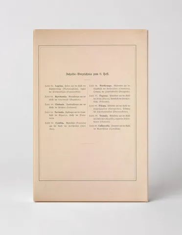 Kunstformen der Natur – Table of Contents, 9th Heft (1904)