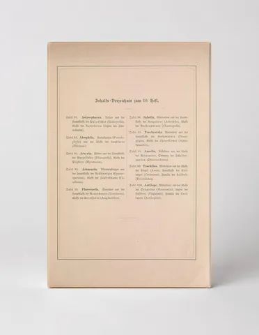 Kunstformen der Natur — Table of Contents, Heft 10