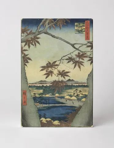 Maples at Mama, Tekona Shrine and Tsugihashi Bridge (1857)