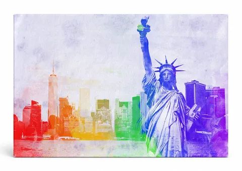 Statue of Liberty Rainbow Skyline