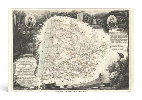 1852 Levasseur Map of the Department des Landes, France