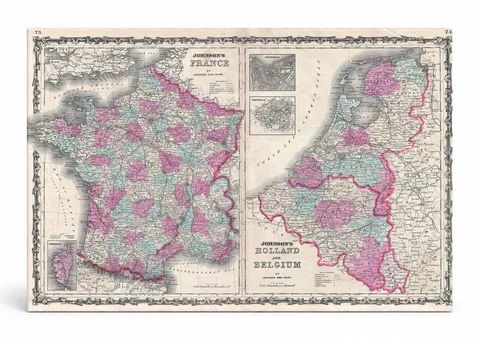 Johnson's Map of France, Holland and Belgium (1862)