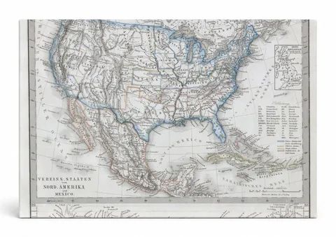 1862 Stieler Map of the United States and Mexico